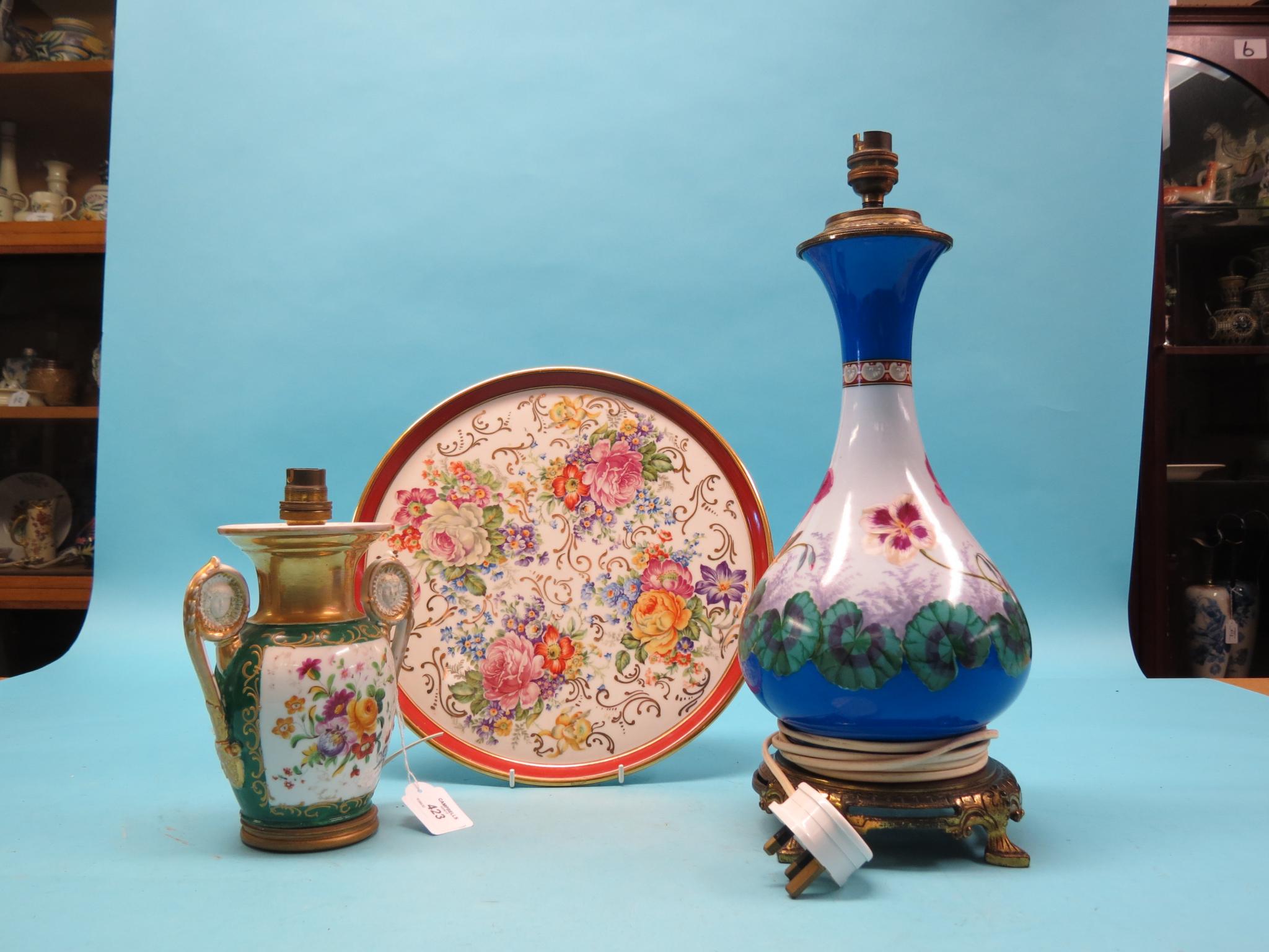 Appraisal: A French porcelain tray brightly printed with flowers in together