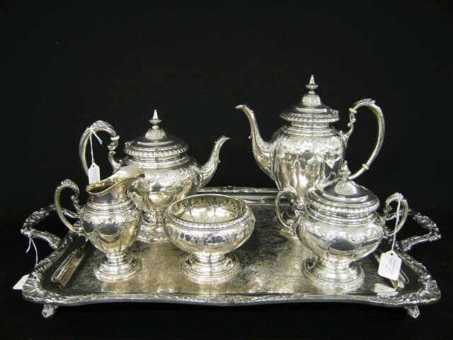 Appraisal: pc Towle Sterling Silver Tea Coffee Service Windsor Rose teapot