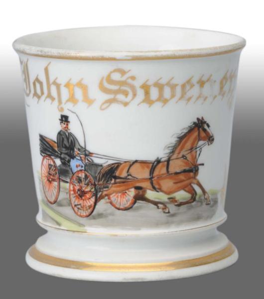 Appraisal: Horse-Drawn Carriage Occupational Shaving Mug Description Marked E Berninghaus Cincinnati