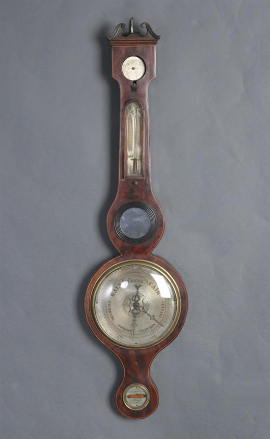 Appraisal: A WATERSTONE CO ROSEWOOD WHEEL BAROMETER th century With swan-neck