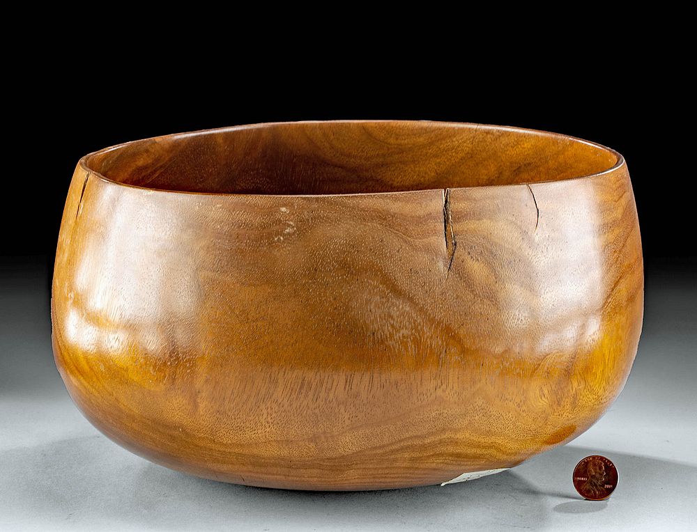 Appraisal: Late th C Hawaiian Kamani Wood Calabash Bowl North Pacific