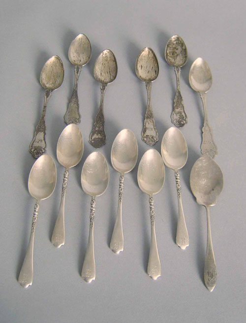 Appraisal: Set of six coin silver spoons by J Bowman together