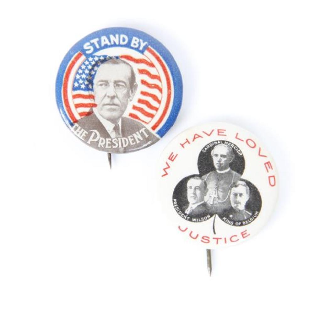 Appraisal: WOODROW WILSON POLITICAL CAMPAIGN PIN BACK BUTTONS 'STAND BY' LITHO