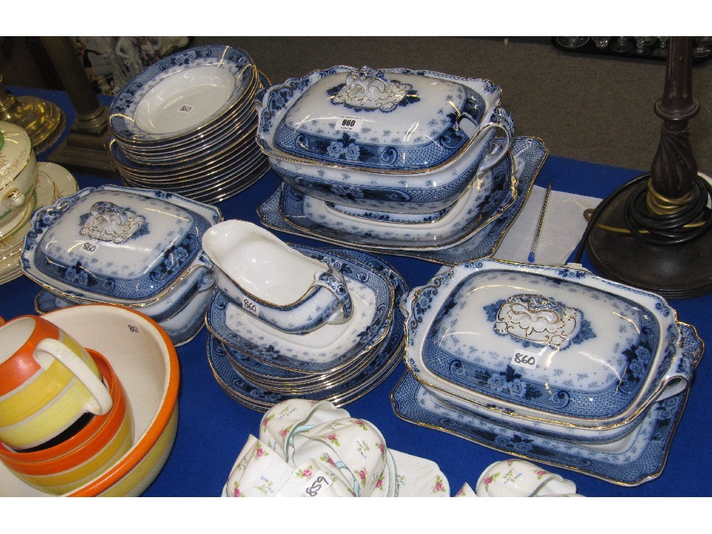 Appraisal: F Sons blue and white 'Weir' pattern dinnerset