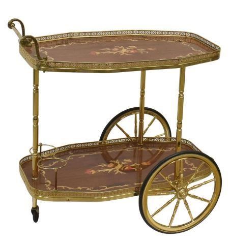 Appraisal: Vintage Italian service bar cart mid th c gilt steel