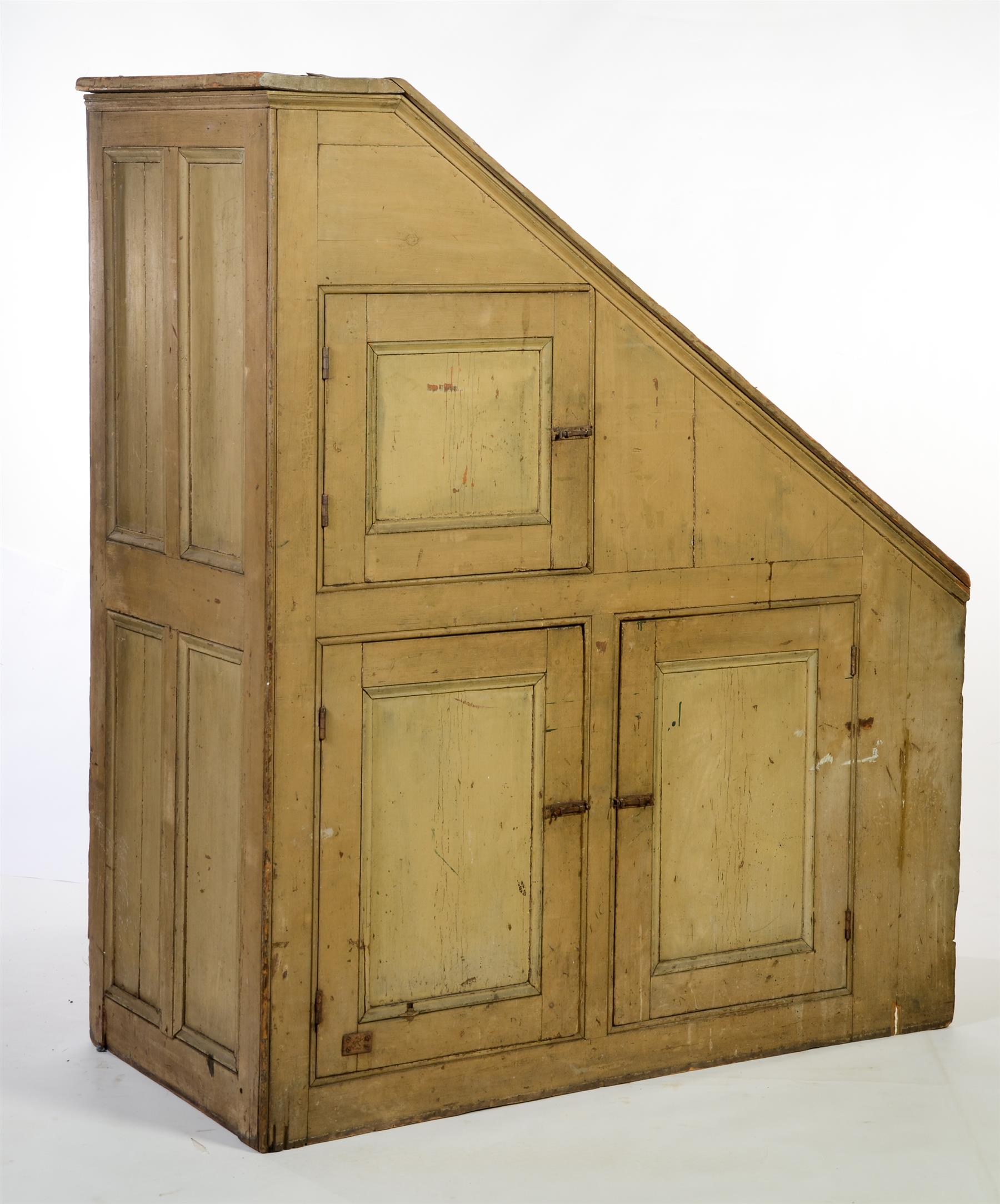 Appraisal: UNDER-THE-STAIRS CUPBOARD Ohio nd quarter- th century pine Original mustard