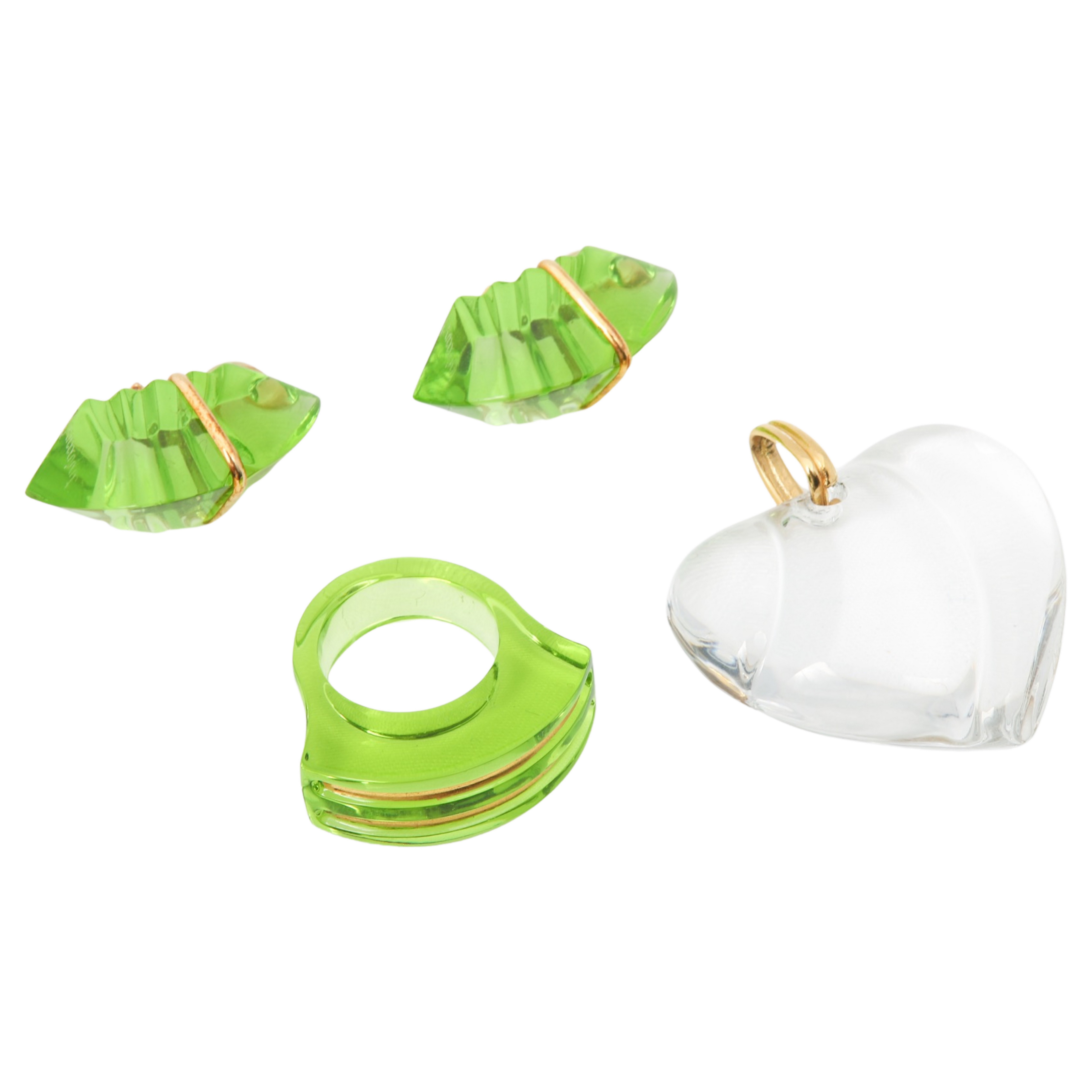 Appraisal: Baccarat crystal and K jewelry group to include celery green