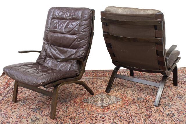 Appraisal: pair Danish mid-century modern lounge chairs c s- s each