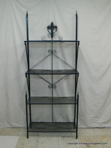 Appraisal: Iron Expanded Metal Display Shelf - Mission theme incorporates iron