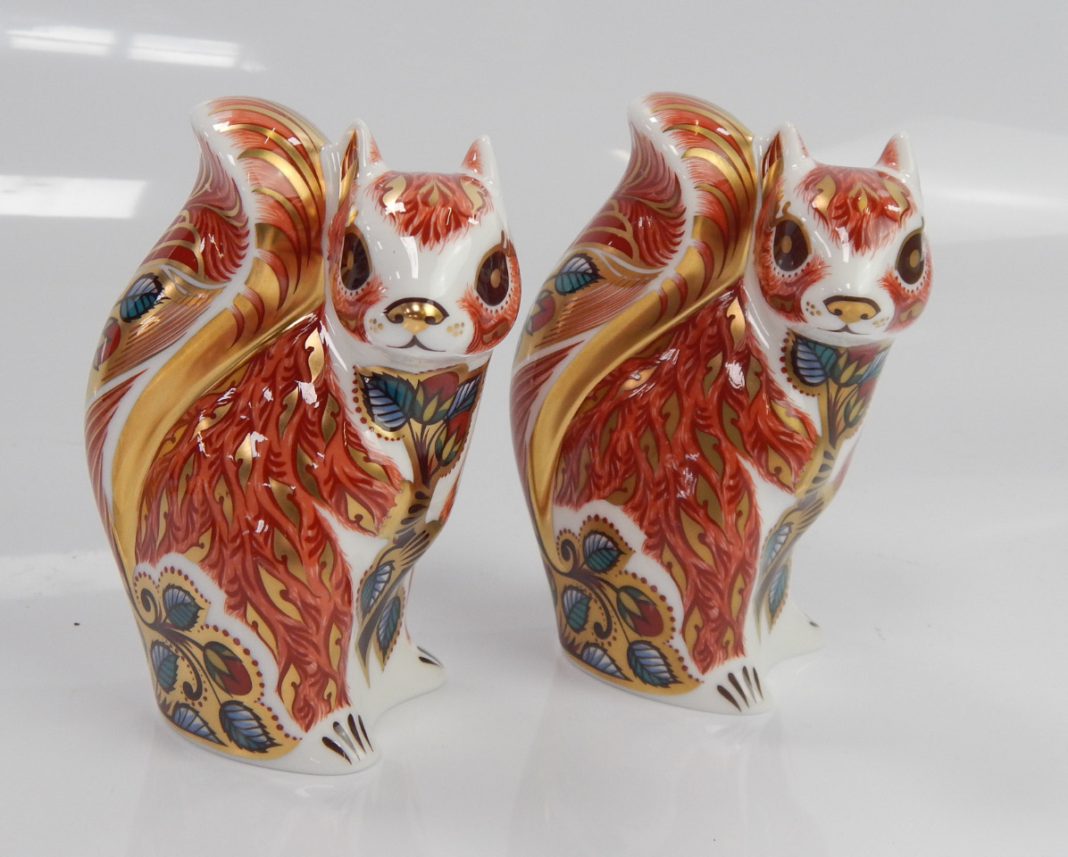 Appraisal: Two Royal Crown Derby paperweights of woodland squirrels