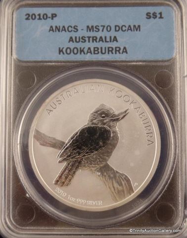 Appraisal: -P oz Silver Australian Kookaburra MS CoinGraded and slabbed by