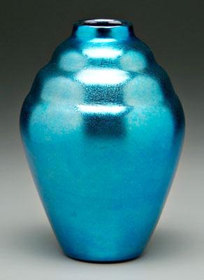 Appraisal: Durand cobalt blue art glass vase beehive form base marked