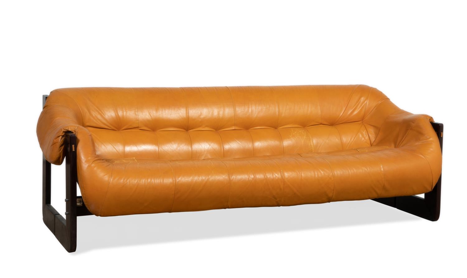 Appraisal: PERCIVAL LAFER MP- LEATHER SOFA Percival Lafer Brazil b MP-