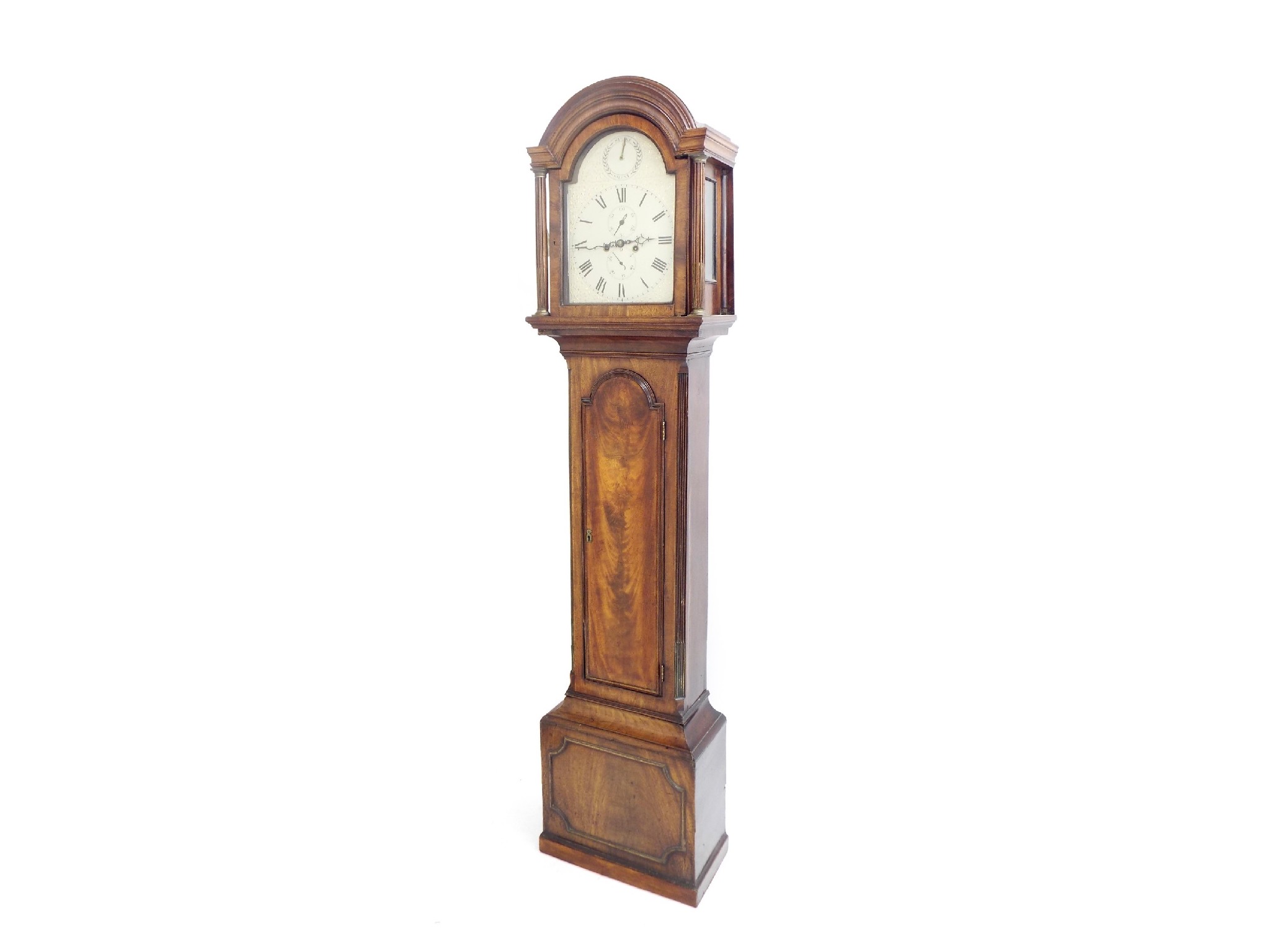 Appraisal: Mahogany eight day longcase clock the painted arched dial with