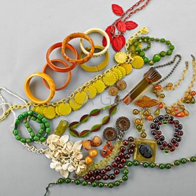 Appraisal: COLLECTION OF VINTAGE BAKELITE ETC Thirty pieces of jewelry and