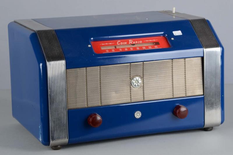 Appraisal: Tabletop Hotel Coin Radio Hotel table radio offers two hours