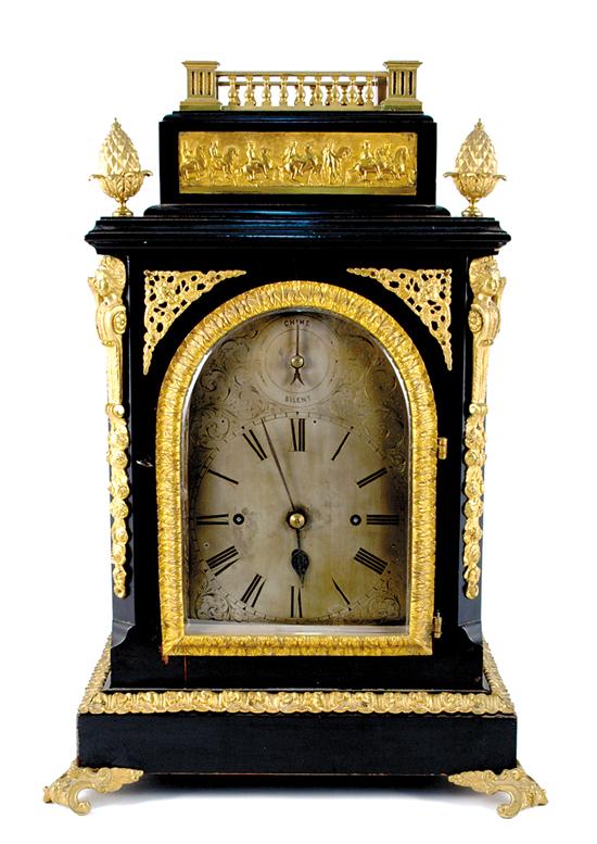 Appraisal: English triple fusee bracket clock circa ebonized wood case with