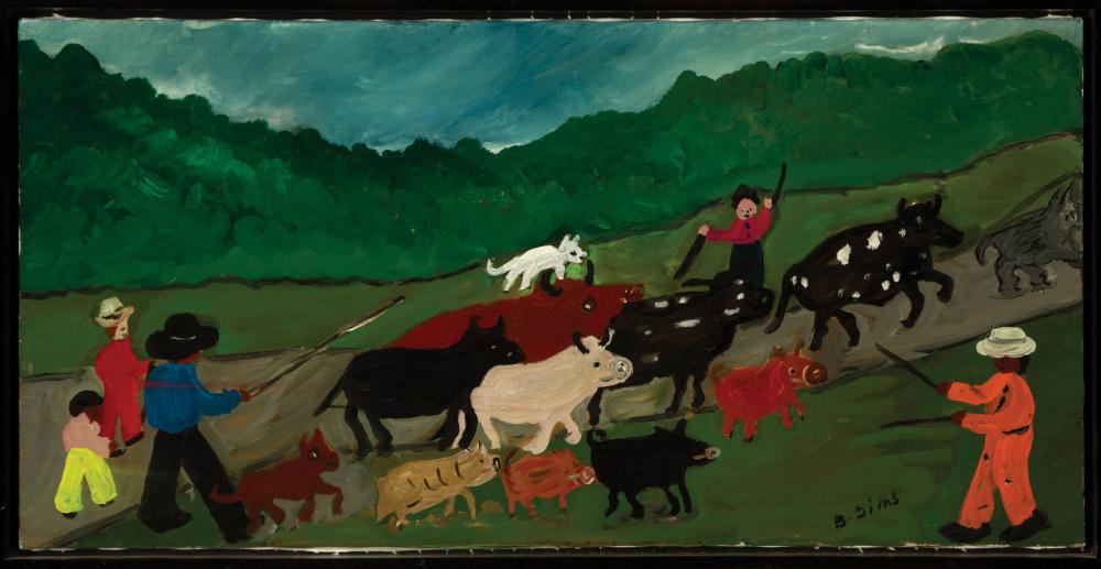 Appraisal: Bernice Sims American Alabama - Herding the Animals oil on