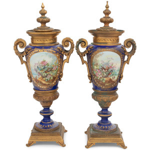 Appraisal: A Pair of S vres Style Gilt Bronze Mounted Porcelain