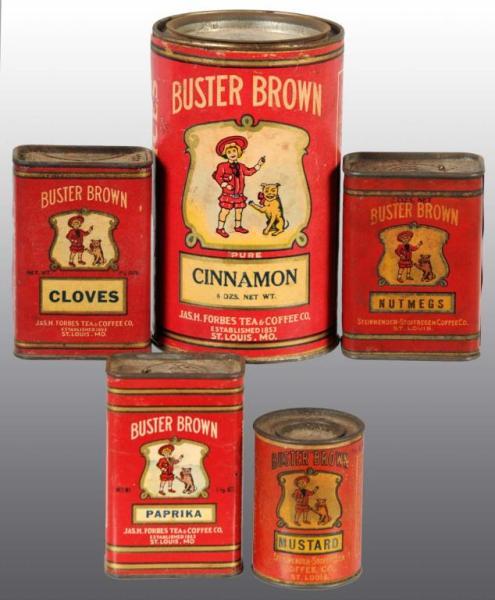 Appraisal: Lot of Buster Brown Spice Tins Description Offers various sizes