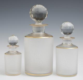 Appraisal: Three French Parcel Gilt Graduated Glass Perfume B Three French