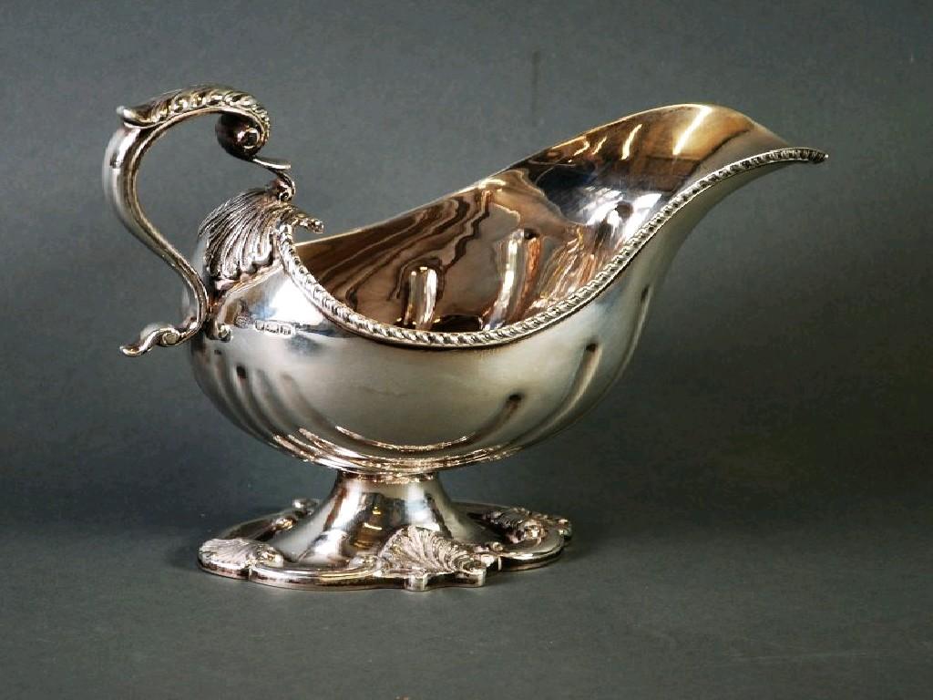 Appraisal: GOOD QUALITY GEORGE V SILVER PEDESTAL SAUCE BOAT by George