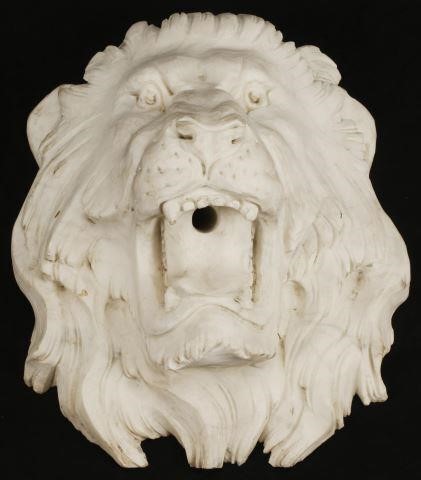 Appraisal: Architectural Italian carved Carrara marble lion fountain head approx h