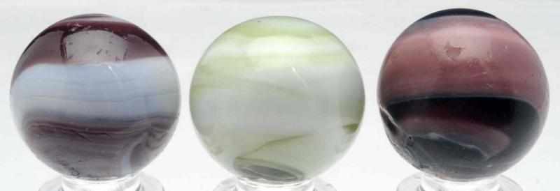 Appraisal: Lot of Single Pontil Navarre Swirl Marbles Includes one olive