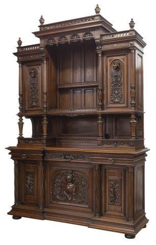 Appraisal: French Renaissance Revival walnut sideboard late th c super structure