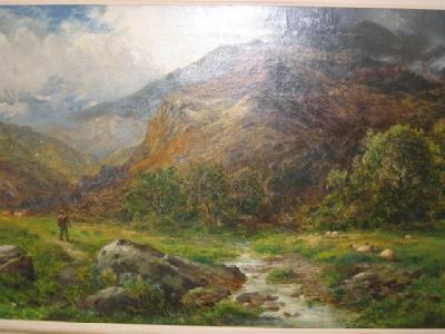 Appraisal: CHARLES E SHAW Fisherman approaching a Mountain Stream unsigned x