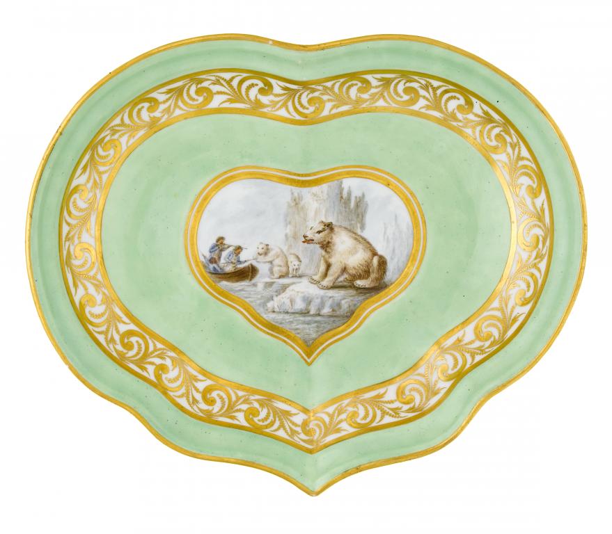 Appraisal: A DERBY KIDNEY SHAPED DESSERT DISH en suite with the