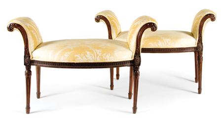 Appraisal: Pair of George III Mahogany Window Benches Estimate -