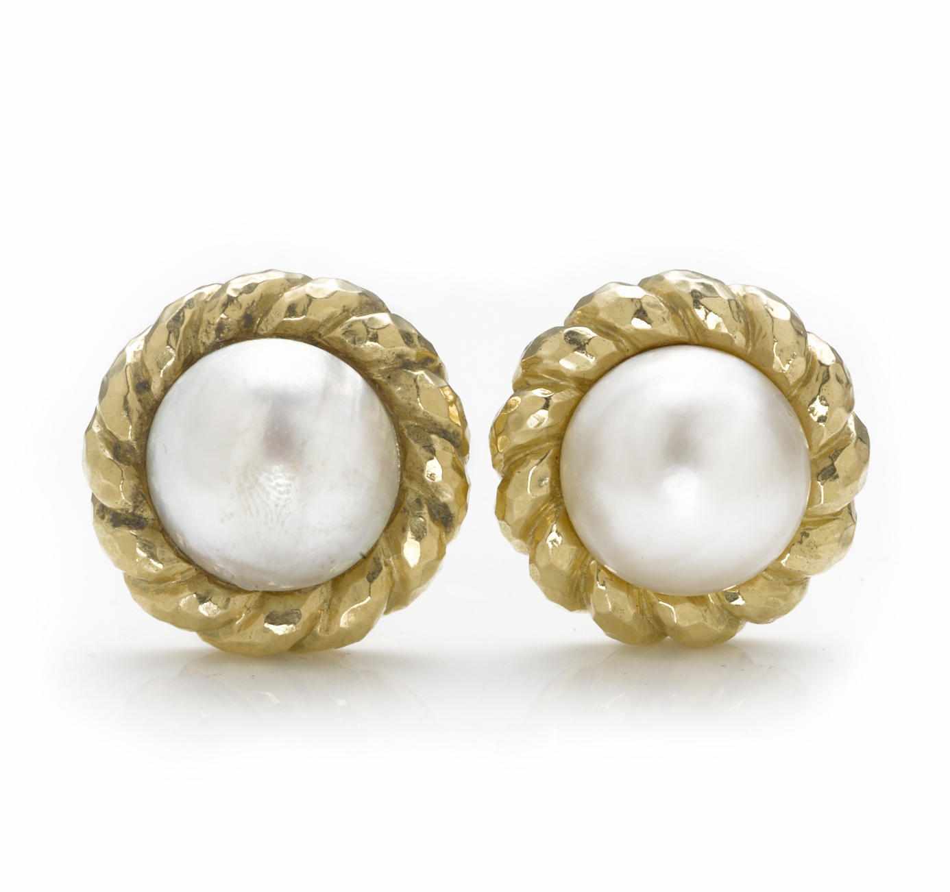 Appraisal: A pair of mab cultured pearl earclips David Webb mab