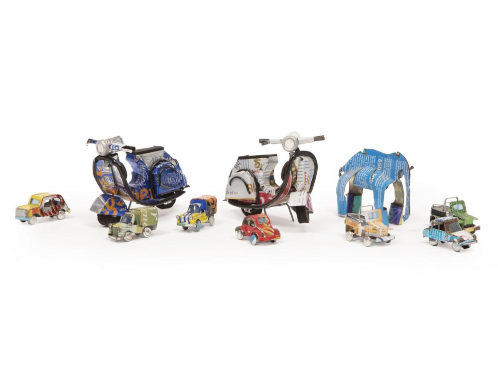 Appraisal: Cuban Folk Art School st c Collection of Nine Vehicles