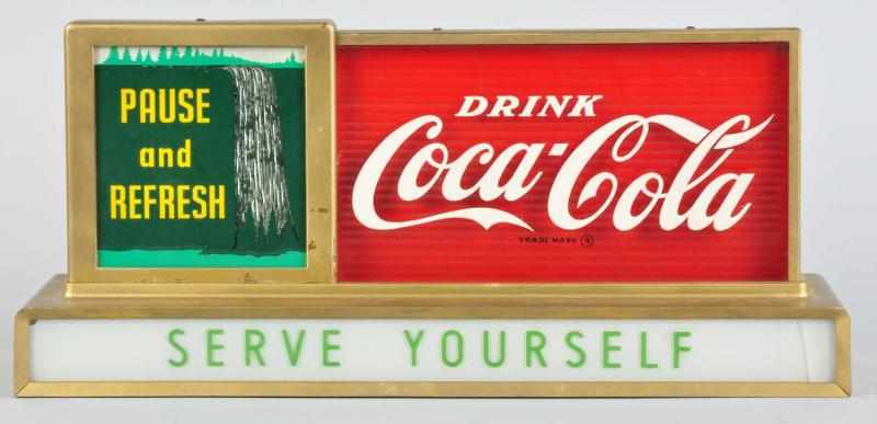 Appraisal: Coca-Cola Waterfall Counter Lighted Sign s Nice overall case restoration