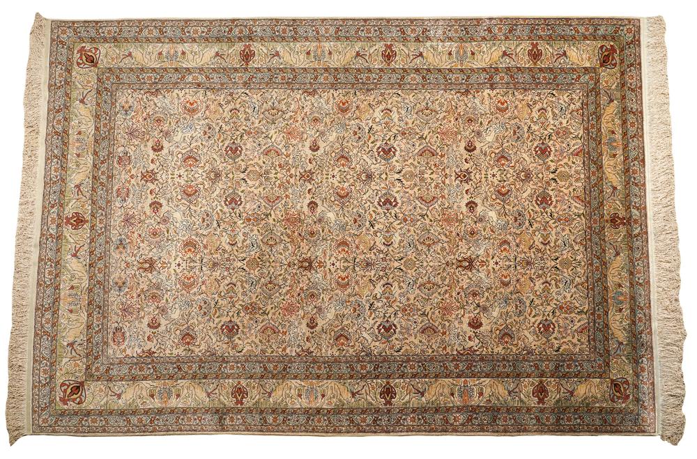 Appraisal: HEREKE TURKISH SILK CARPETHereke Turkish carpet made of fine silk