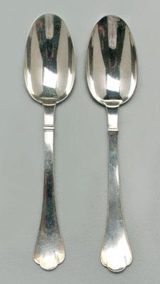 Appraisal: French silver spoons trefoil handles oval bowls with rat tail