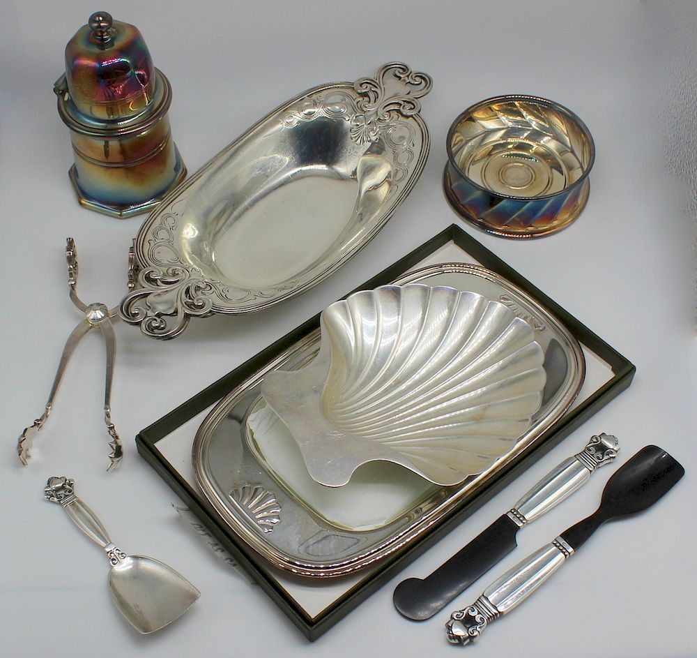 Appraisal: SILVER SILVER-PLATE Assorted Signed Grouping of Tablewares Includes a Christofle