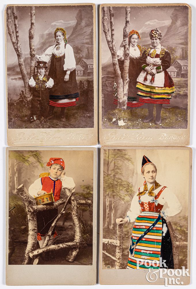 Appraisal: Four hand-colored Scandinavian cabinet cards Four hand-colored Scandinavian cabinet card