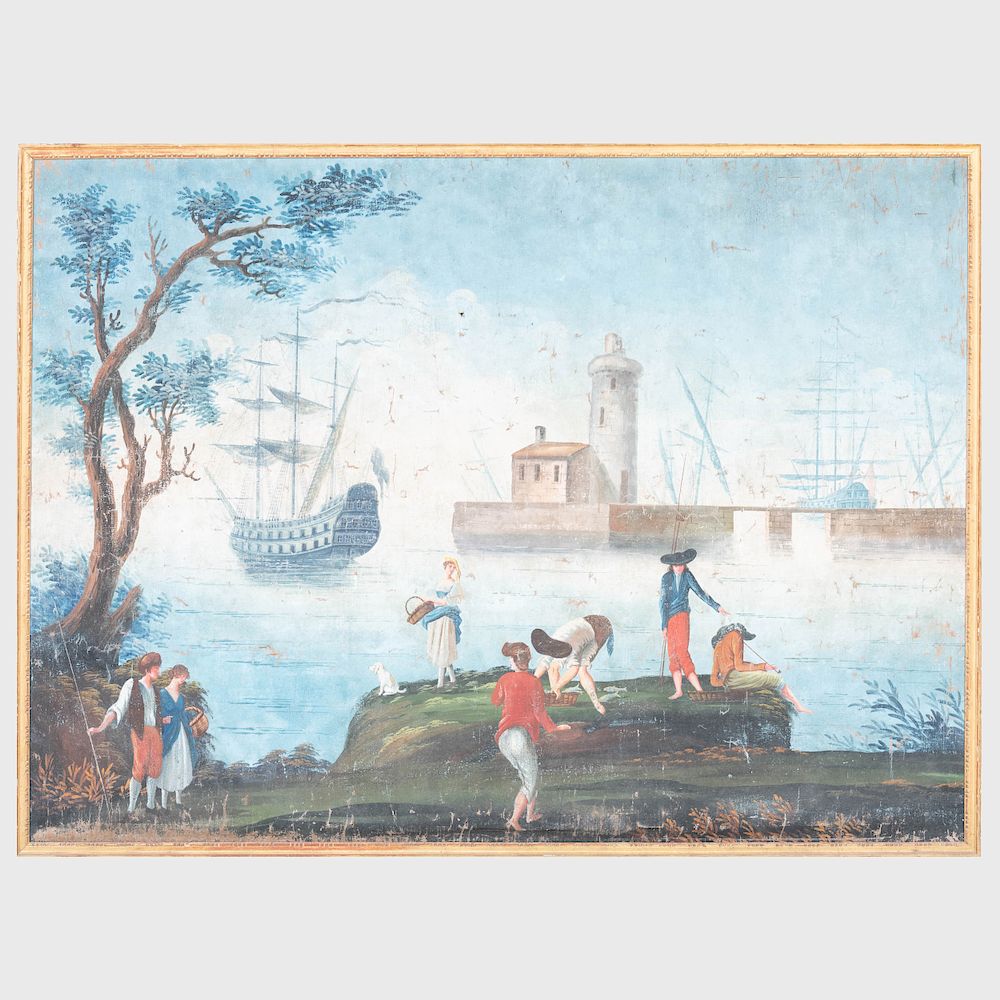 Appraisal: Continental School Port Scene Continental School Port Scene Gouache on