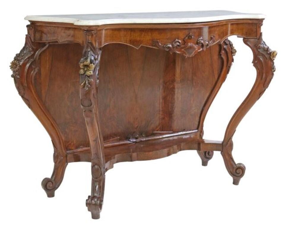 Appraisal: Italian Louis XV style burled walnut console table late th