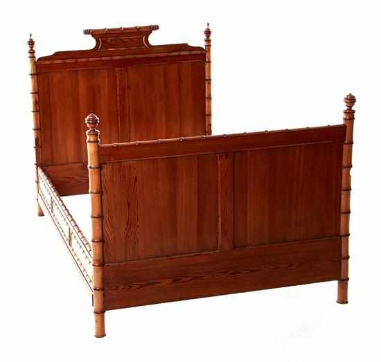 Appraisal: Southern Aesthetic Movement yellow pine bed late th century paneled