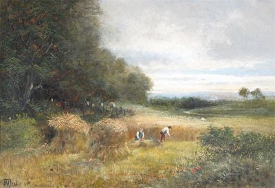 Appraisal: William Took Exh Harvest scene Signed Oil on board x