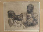 Appraisal: An etching by Erich Wolfsfeld - titled 'Mother with four