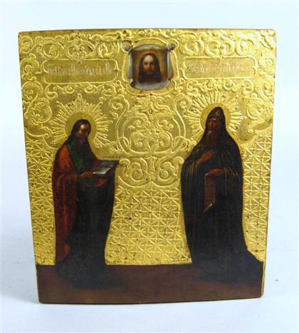 Appraisal: Russian icon of two saints early th century Depicting two