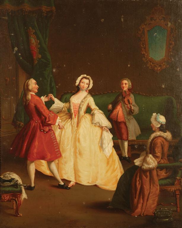 Appraisal: MANNER OF ALESSANDRO LONGHI La Lecon de Danse oil on