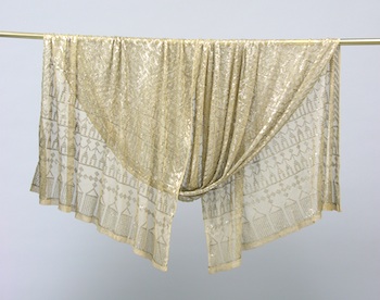 Appraisal: Silver Woven Textile Shawl Romanian ca th Century Silver woven