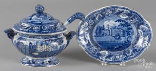 Appraisal: Blue Staffordshire gravy tureen ladle and undertray '' l ''