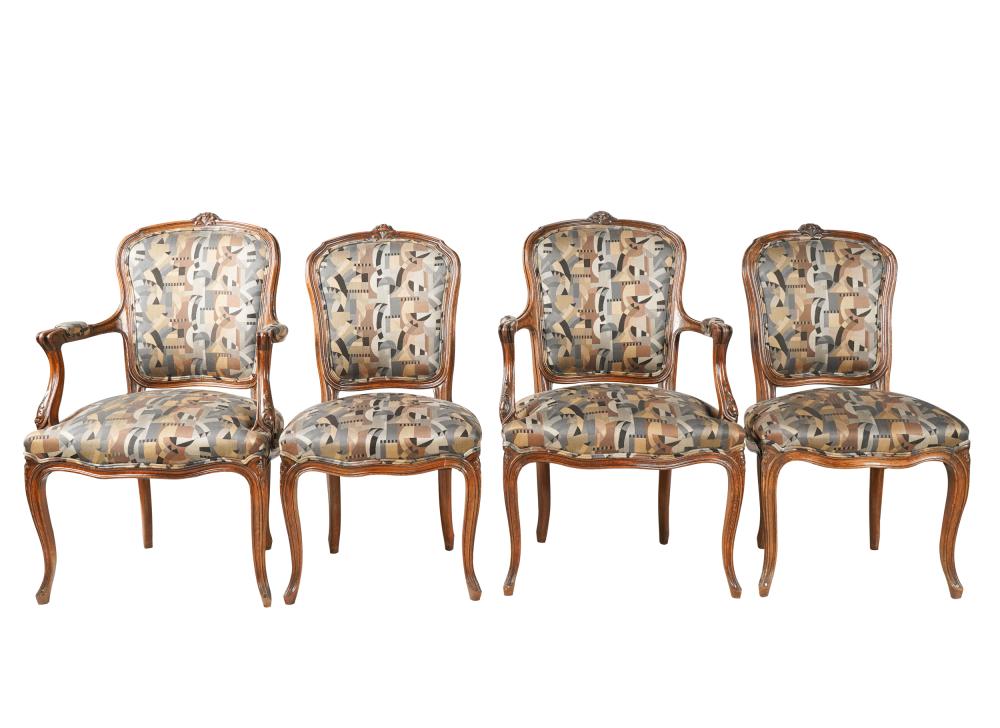 Appraisal: SET OF FOUR LOUIS XV PROVINCIAL-STYLE CHAIRScomprising two fauteuils inches