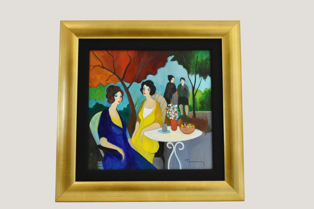 Appraisal: ITZCHAK TARKAY ISRAELI - PAINTINGLadies Lunching at an Outdoor Caf